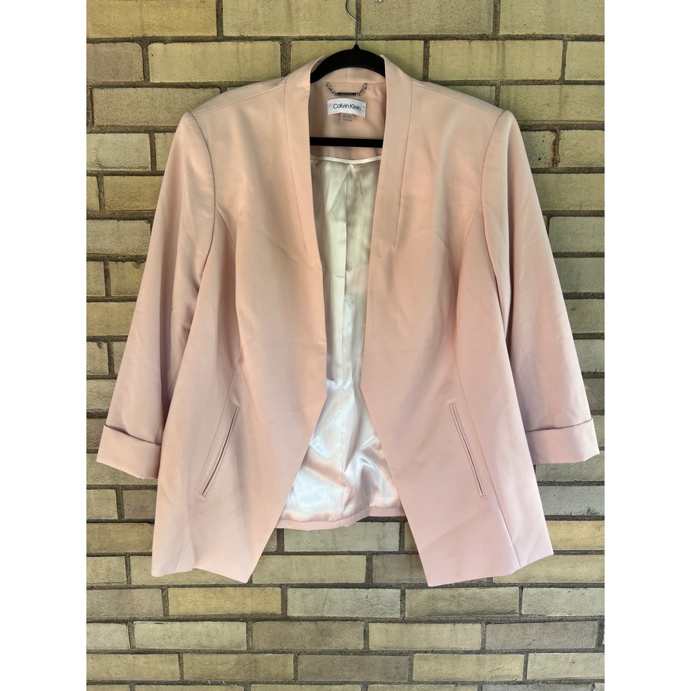 Calvin Klein Light Pink Open Front 3/4 Sleeve Blazer Jacket Size 22W Plus Size
